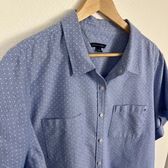 Tommy Hilfiger | Polka Dot button up short sleeve 100% Cotton shirt, size 2XL - Picture 2 of 9